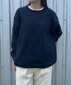 「BROKEN BASE」 長袖ニット LARGE ネイビー メンズ