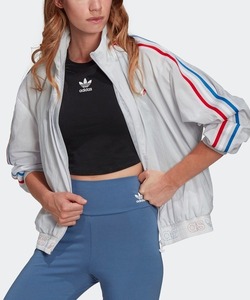 「adidas」 ジップアップブルゾン X-LARGE ライトグレー レディース