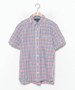 「TOMMY HILFIGER」 チェック柄半袖シャツ X-LARGE レッド メンズ