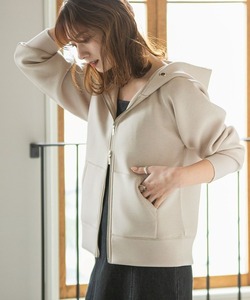 「rectangle」 ジップアップパーカー LARGE ベージュ レディース