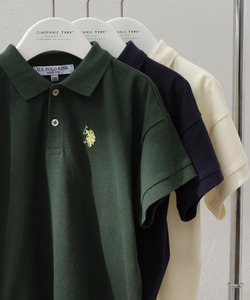 「U.S. POLO ASSN.」 「KIDS」半袖ポロシャツ 100 ダークグリーン キッズ