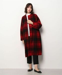 「BEAMS BOY」 ノーカラーコート ONE SIZE レッド レディース