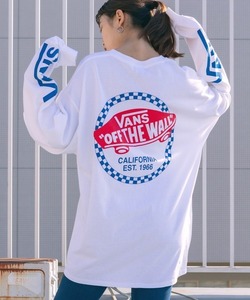 「VANS」 長袖Tシャツ S ホワイト×レッド メンズ