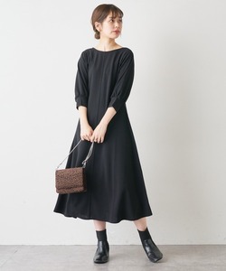 「natural couture」 7分袖ワンピース FREE ブラック レディース