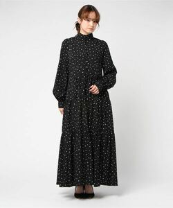 「CAROLINA GLASER」 長袖ワンピース ONE SIZE ブラック レディース