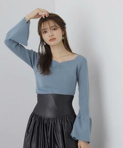 「PROPORTION BODY DRESSING」 Vネックニット SMALL ブルー レディース