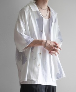 「Nilway」 半袖シャツ MEDIUM ホワイト×パープル メンズ