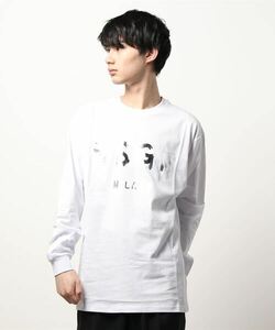 「MSGM」 長袖Tシャツ X-LARGE ホワイト×シルバー メンズ