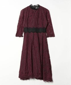 「Lace Ladies」 7分袖ワンピース M ワインレッド レディース