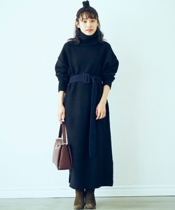 「haco!」 「LOVEANDPEACE」ニットワンピース SMALL ブラック レディース