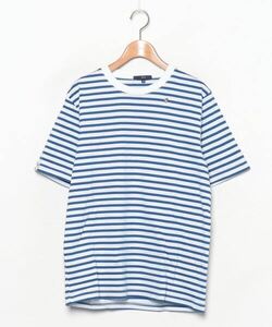 「g-stage」 ボーダー柄半袖Tシャツ 46 ブルー メンズ_画像1