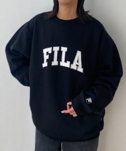 「FILA」 スウェットカットソー MEDIUM ブラック レディース