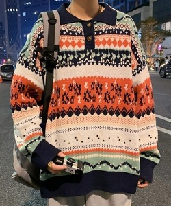 「MGV」 長袖ニット LARGE ネイビー メンズ