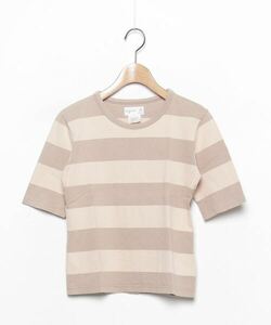 「agnes b.」 ボーダー柄半袖Tシャツ 1 ベージュ レディース_画像1