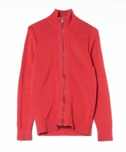 「TOMMY HILFIGER」 ニットカーディガン SMALL レッド メンズ