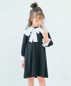 「apres les cours」 「KIDS」長袖ワンピース 120 ブラック キッズ