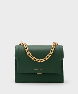 「CHARLES & KEITH」 ショルダーバッグ S ダークグリーン レディース_画像1