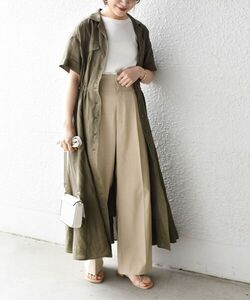 「SHIPS」 シャツワンピース MEDIUM ダークオリーブ レディース