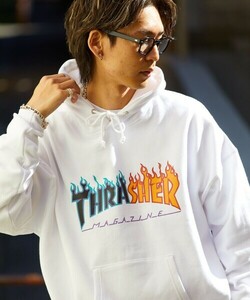 「THRASHER」 プルオーバーパーカー LARGE ホワイト メンズ