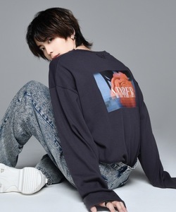 「ADRER」 長袖Tシャツ MEDIUM チャコールグレー メンズ_画像1