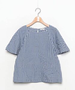 「NIMES」 チェック柄半袖シャツ - ブルー レディース