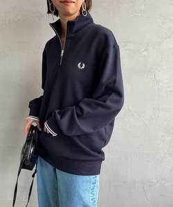 「FRED PERRY」 スウェットカットソー M ネイビー レディース