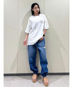 「GYDA」 ダメージ加工デニムパンツ SMALL ブルー レディース