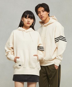 「adidas」 プルオーバーパーカー LARGE ホワイト メンズ