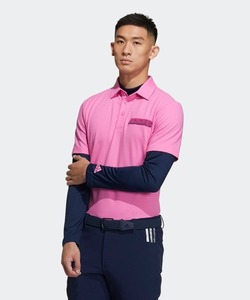 「adidas」 半袖ポロシャツ MEDIUM ピンク メンズ