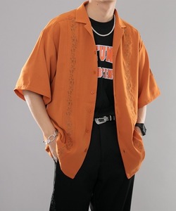 「kutir」 半袖シャツ LARGE オレンジ メンズ