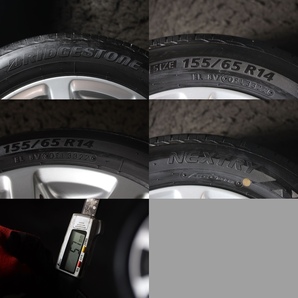 ★バリ山 155/65R14 ダイハツ純正アルミ BRIDGESTONE 2022年製 4本SET ハイゼットウェイクエッセソニカタントムーヴMRワゴンRスペーシア の画像7