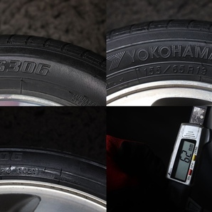 ★バリ山 155/65R13 ダイハツ純正アルミ 国産YOKOHAMA 2021年製 MAXエッセオプティネイキッドミラジーノムーヴハイゼットアトレー等の画像7