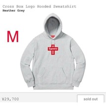 新品 M Cross Box Logo Hooded Sweatshirt Supreme ボックスロゴ シュプリームパーカー ボックスロゴ Supreme Hooded GREY _画像1