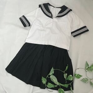 本物 セーラー服 上下 夏服 長袖 スカート 10点セット 半袖 スカート 制服 学生服 上下セット 女子 スカート 長袖