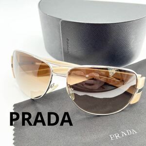 1円【ケース付】PRADA プラダ SPR 60H サングラス メガネ 眼鏡 アイウェア メンズ レディース ベージュ系