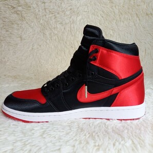 1円～【着用1回■28.5cm】NIKE ナイキ AIR JORDAN1 エアジョーダン1 HI OG RETRO サテンブレッド スニーカー 赤 黒 2023モデル バッグ付きの画像5