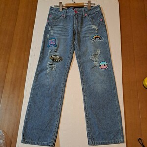 【USED】ＷＡＺＰワイズプランニングペンシルストライプダメージジーンズ 年代物(購入時期不明)平おき寸法を写真でご確認下さい