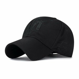 帽子 メンズ キャップ ぼうし 野球帽ハット男女兼用 ストリート 大きいサイズ ゴルフ キャップ コットン 3D刺繍-ブラック