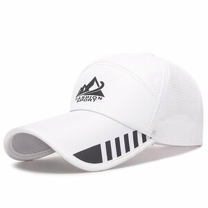 キャップメンズ 帽子 メッシュ 夏 涼しい UVカット99％紫外線対策 日焼け防止 熱中症対策 野球帽軽量 スポーツ-B白