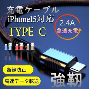 type-c ケーブル急速充電 iPhone15充電ケーブル スマホ ケーブル 高品質 断線防止カバー 純正品質 超耐久性3.0A急速充電 黒１M