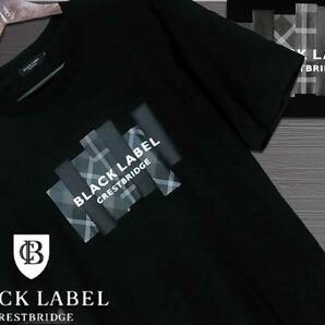 圧巻のBIGチェック＆ブランドロゴ　ブラック　Tシャツ　Mサイズ▼ブラックレーベルクレストブリッジ　CRESTBRIDGE　バーバリー