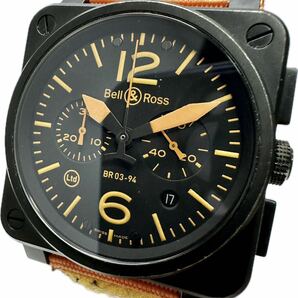 1円〜 Y 希少 限定品 Bell&Ross ベル&ロス アビエーション BR03-94-S リミテッドエディション クロノグラフ メンズ 自動巻き 時計622638934の画像2