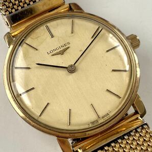 1円〜 N LONGINES ロンジン ゴールド文字盤 ラウンドケース メンズ 手巻き アンティーク ヴィンテージ 稼動品 腕時計 A2482の画像2