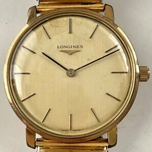 1円〜 N LONGINES ロンジン ゴールド文字盤 ラウンドケース メンズ 手巻き アンティーク ヴィンテージ 稼動品 腕時計 A2482の画像3