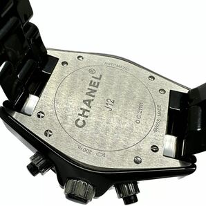 1円〜 Y CHANEL シャネル J12 41mm ブラックセラミック 黒セラ ダイバー メンズ 自動巻き クロノグラフ 付属品 箱 説明書 時計 517371776の画像7