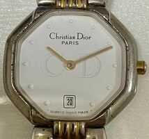 1円〜 N Christian Dior クリスチャンディオール オクタゴン 48.203 レディース クォーツ デイト アンティーク 稼動品 腕時計 7221625_画像3