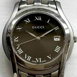 1円~ A GUCCI グッチ 5500M ブラックローマン メンズ クォーツ デイト アンティーク ジャンク 腕時計 901378270-2