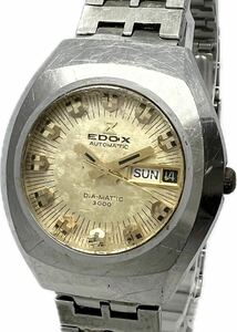 1円〜 H EDOX エドックス ダイヤマチック 3000 263815 メンズ 自動巻き デイデイト カットガラス アンティーク ヴィンテージ 時計 8216780