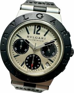 1円〜 Y パンダ文字盤 BVLGARI ブルガリ アルミニウム クロノグラフ AC38TA メンズ 自動巻き デイト アンティーク ジャンク 時計 72235637