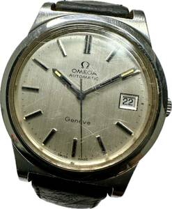 1円〜 Y OMEGA オメガ ジュネーブ 純正風防 メンズ 自動巻き デイト シルバーダイヤル アンティーク ジャンク 時計 72222074